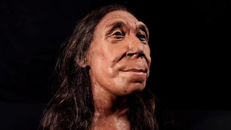 La cabeza de Shanidar Z, realizada por los hermanos Kennis para el documental de Netflix ‘Secretos de los neandertales’, a partir de escaneos 3D del cráneo reconstruido. Foto: BBC Studios.