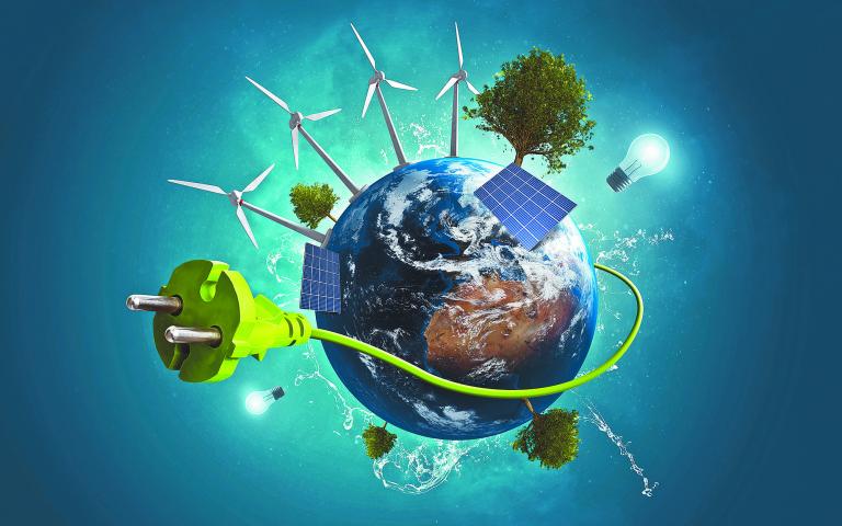 Green,Energy,World,(3d,Rendering)