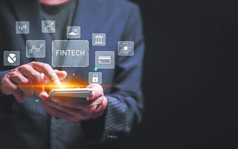 Fintech,(financial,Technology),And,Digital,Money,Concept.,Businessman,Use,Mobile