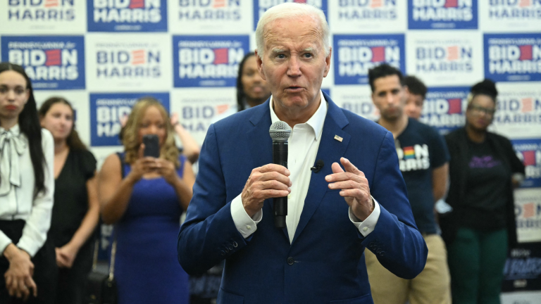 Joe Biden haciendo campaña en Philadelphia, Pensilvania. Foto: AFP