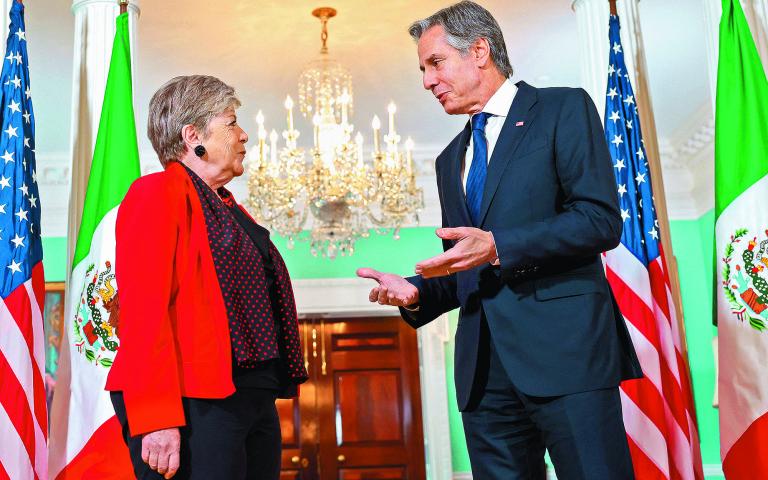 La canciller Alicia Bárcena se reunió en Washington con su par Antony Blinken. Foto: Reuters