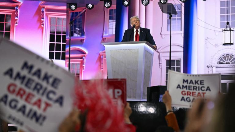 Donald Trump durante la Convención Nacional Republicana en Milwaukee. Foto: AFP