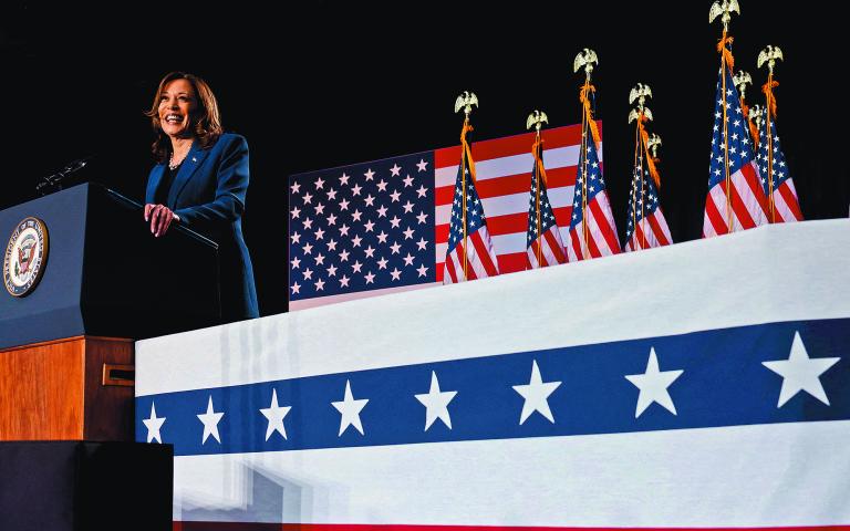 Kamala Harris habló ayer durante su primer evento de campaña como candidata presidencial en West Allis, Wisconsin. Foto: Reuters