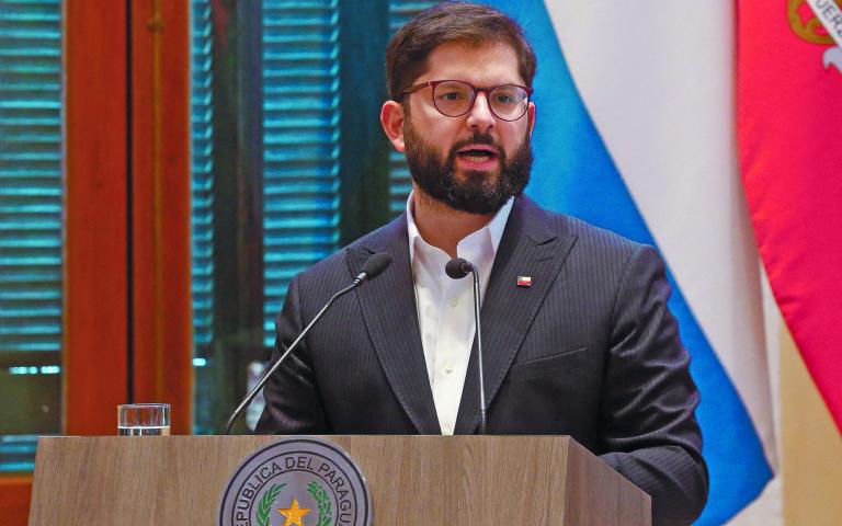 El presidente de Chile Gabriel Boric en Asunción, Paraguay, el 17 de julio. Foto: Reuters