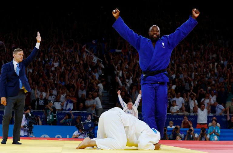 El francés Teddy Riner venció al surcoreano Minjong Kim en la final de +100kg de judo en París 2024. Foto: Reuters