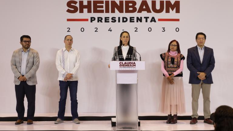 Claudia Sheinbaum, virtual presidenta electa, después de un encuentro con gobernadores y gobernadoras de la región noreste. Foto EE: Eric Lugo.