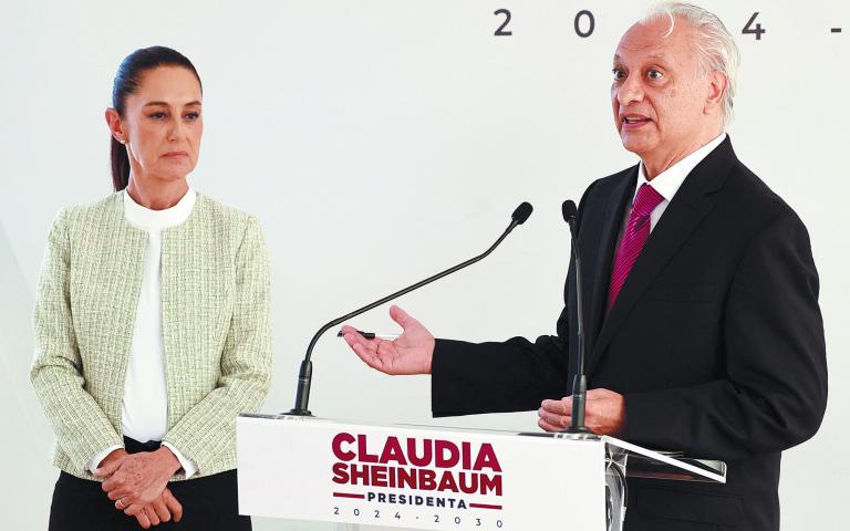 Victor Rodríguez Padilla, durante su nombramiento en la conferencia de la presidenta electa Claudia Sheinbaum. Foto: Reuters