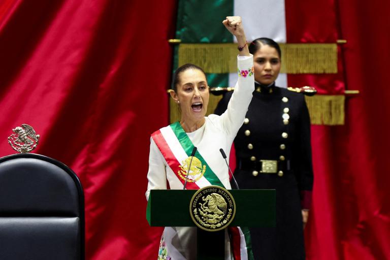 Claudia Sheinbaum, pronuncia su primer discurso como presidenta de México.