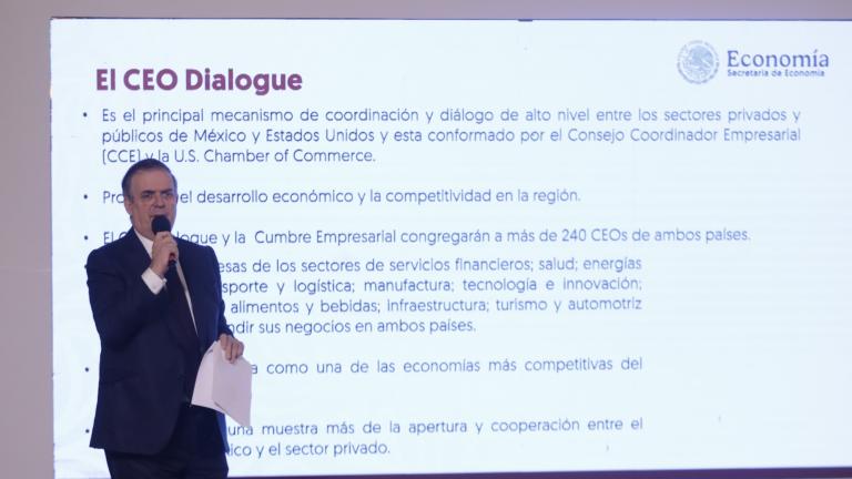 Marcelo Ebrard presenta los detalles del CEO Dialague con empresarios de EU y México