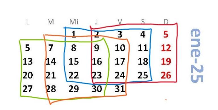 calendario enero 2025.