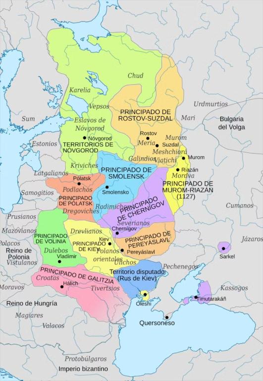 Principados del Rus de Kiev entre 1054 y 1132.