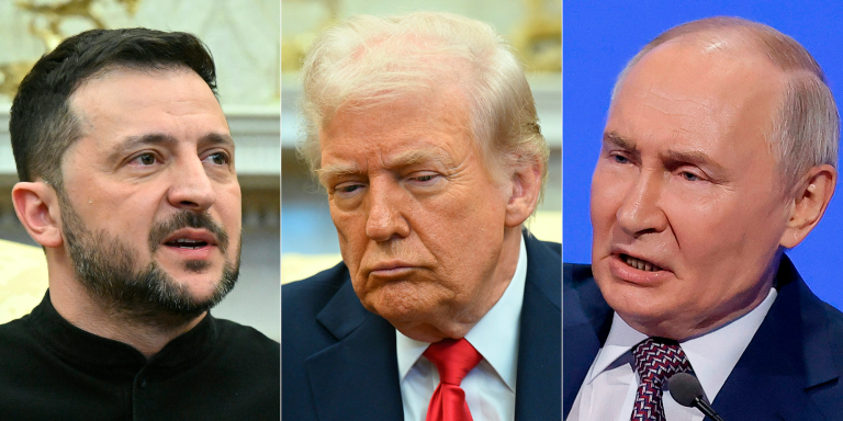 Volodimir Zelenski, presidente de Ucrania; Donald Trump, presidente de Estados Unidos y Vladimir Putin, preidente de Estados Unidos.