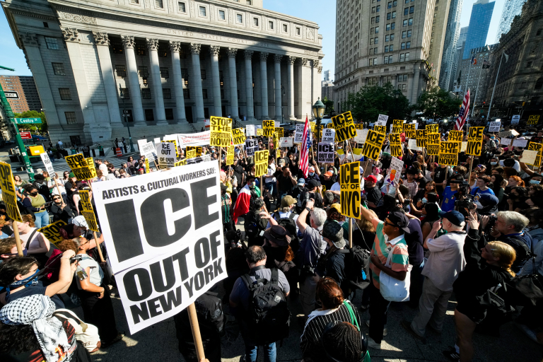 Protestas en Nueva York contra la política migratoria de Donald Trump.