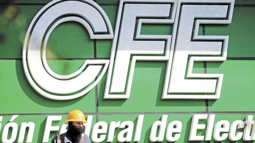 The logo of Mexico's state-run electric utility known as the Federal Electricity Commission (CFE), is pictured at its building office in Monterrey, Mexico February 9, 2021. REUTERS/Daniel Becerril