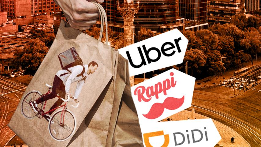 Los repartidores de aplicaciones como Rappi, Uber y Didi presentaron un amparo ante la SCJN por la entrada en vigor del artículo 307 TER del Código Fiscal de la CDMX. Ilustración EE: Nayelly Tenorio