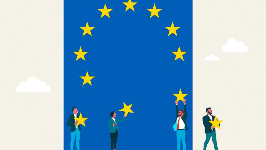 Introduction in European Union or EU Exit. European Commission. Flat vector illustration