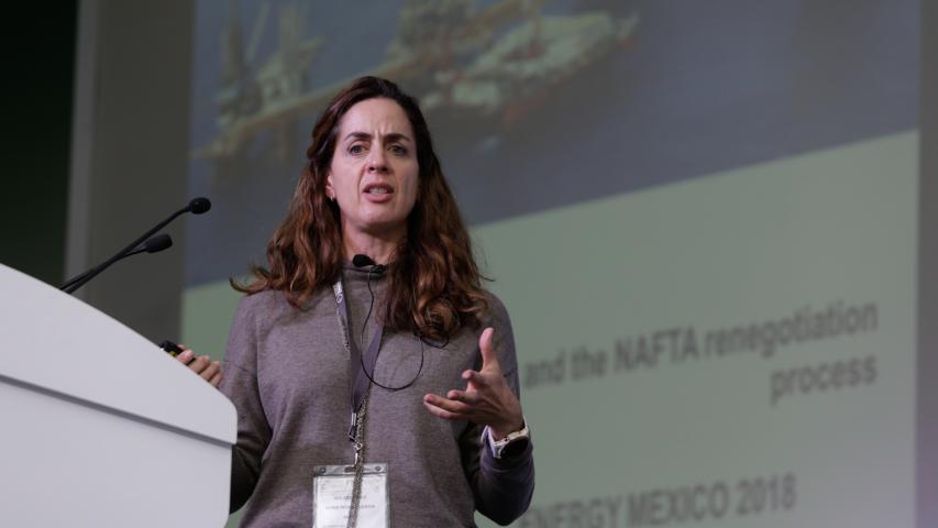 MARIA REGINA GARCIA CUELLAR CESPEDES, MIEMBRO DEL EQUIPO NEGOCIADOR DEL TLCAN EN ENERGIA; DURANTE EL CONGRESO ENERGY MEXICO 2018.