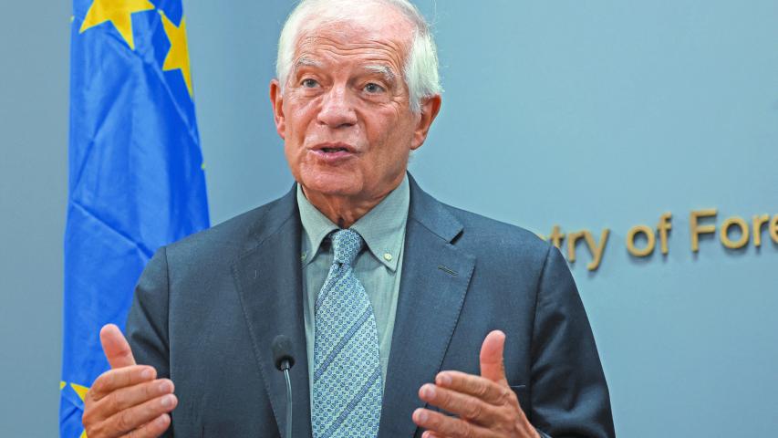 European Union foreign policy chief Josep Borrell attends a press conference with Lebanon's caretaker Foreign Minister Abdallah Bou Habib (not seen) at the Ministry of Foreign Affairs, in Beirut, Lebanon September 12, 2024. REUTERS/Mohamed Azakir