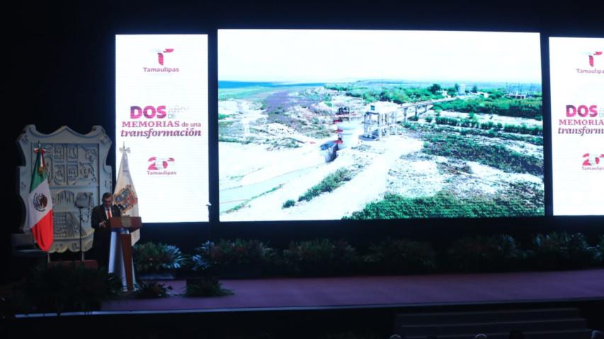 Américo Villareal durante el evento denominado “Dos años de memorias de una transformación”.