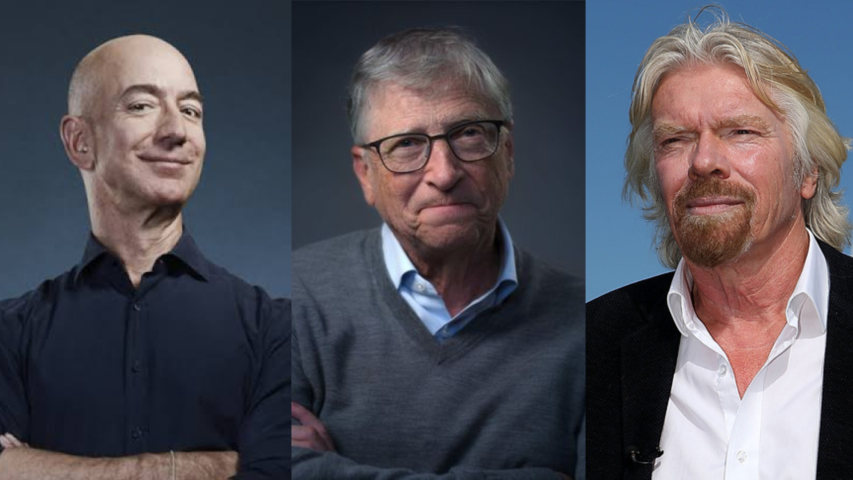 Jeff Bezos, Bill Gates y Richard Branson.