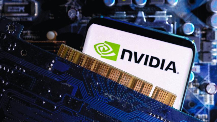 FILE PHOTO: A smartphone with a displayed NVIDIA logo is placed on a computer motherboard in this illustration taken March 6, 2023. REUTERS/Dado Ruvic/Illustration/File Photo