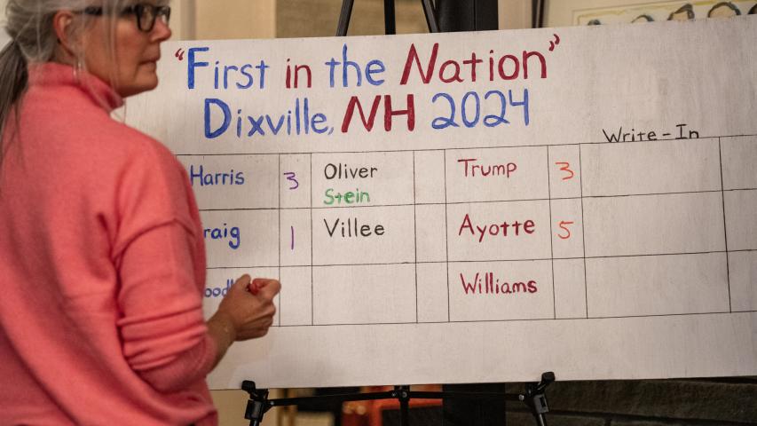 Los votantes del caserío de Dixville Notch abrieron la jornada de elecciones en Estados Unidos en los primeros minutos del martes, con un empate que refleja la paridad de las encuestas en la carrera a la Casa Blanca.