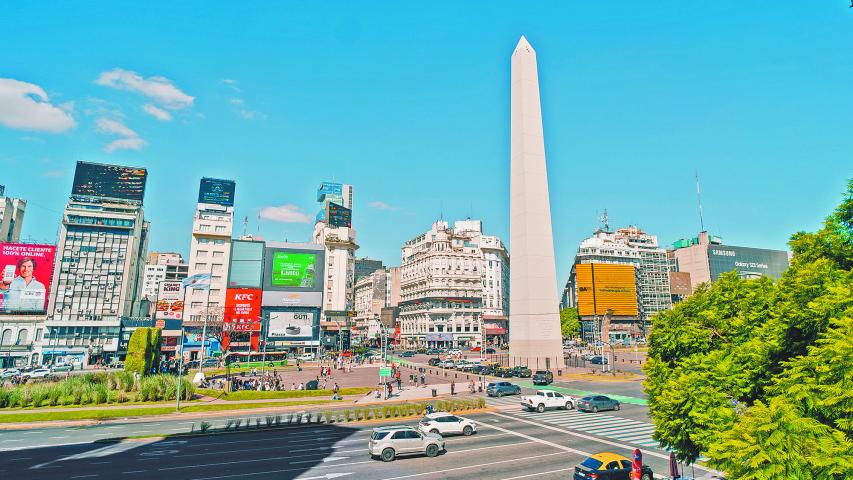 The Obelisk a major touristic destination in Buenos Aires, Argentina - mar 2th 2024. High quality photo