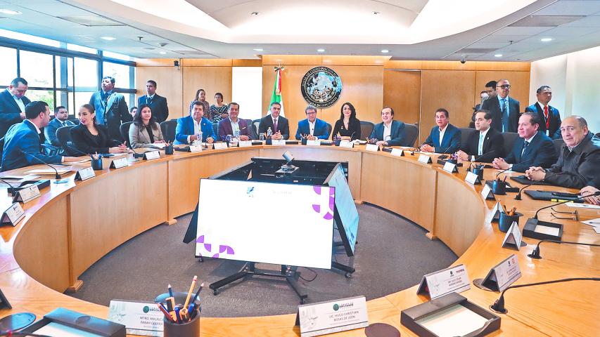 La reunión entre el secretario de Seguridad, Omar García Harfuch y los coordinadores de bancada de San Lázaro fue privada. Foto: Especial