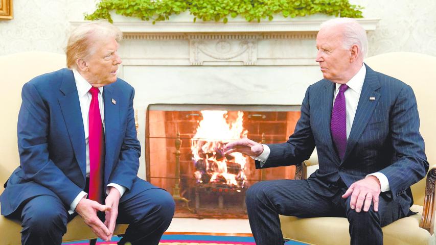 Encuentro armonioso entre el presidente Biden y Trump, ayer en la Casa Blanca. Foto: Reuters