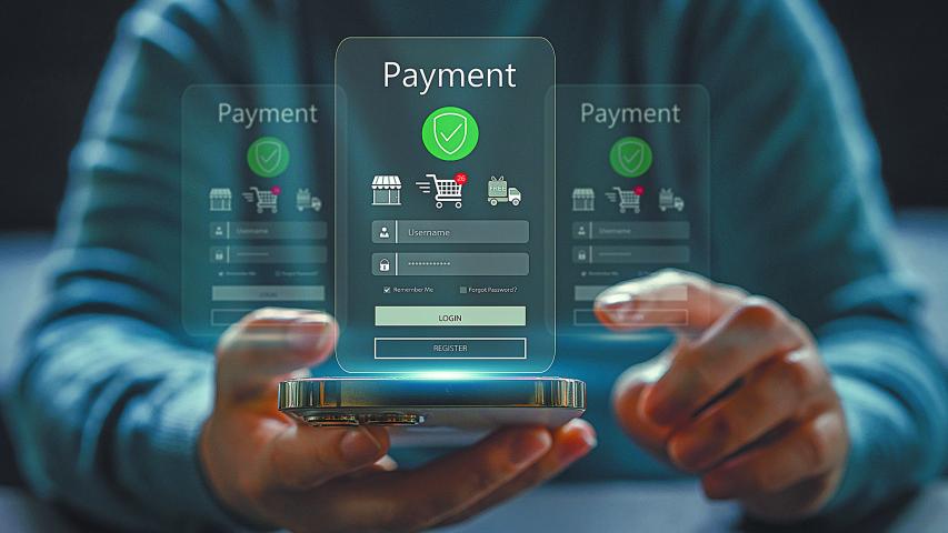 Human with online payment and shopping online, online banking digital technology, purchases, digital marketing, bank, banking applications, Financial transaction and global business online