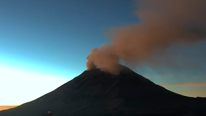 Actividad volcánica del Popocatepetl e martes 3 de diciembre de 2024.