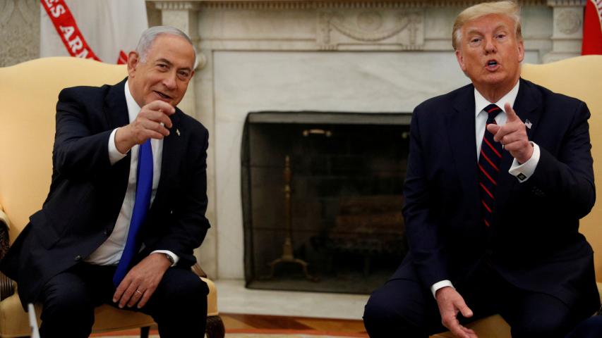 Encuentro entre Benjamin Netanyahu y Donald Trump, durante la primera gestión del estadounidense.