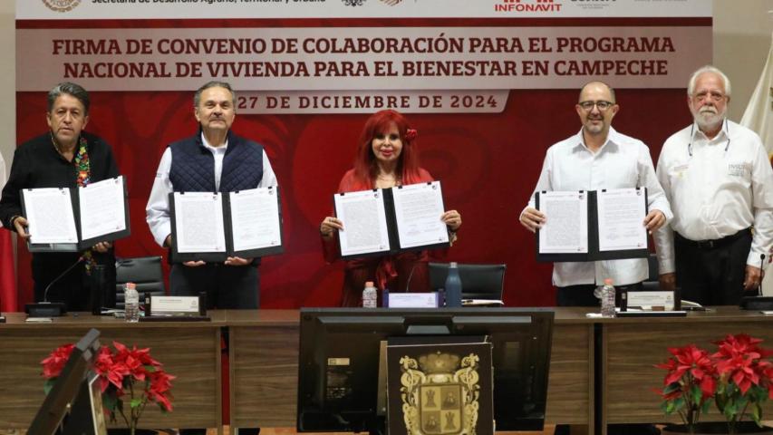 Firma de convenio entre el gobierno de Campeche y los Organismos Nacionales de Vivienda