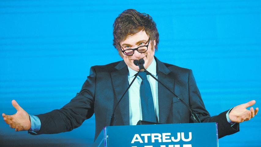 Argentina's President Javier Milei speaks during the political festival Atreju, organised by Italian Prime Minister Giorgia Meloni's Brothers of Italy (Fratelli d'Italia) right-wing party, in Rome, Italy, December 14, 2024. REUTERS/Ciro De Luca