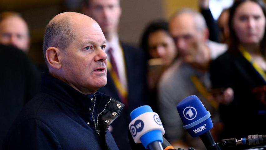 El canciller alemán Olaf Scholz, durante un retiro de líderes de la UE en Bruselas, Bélgica.