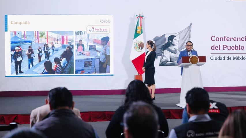 La secretaria de Gobernación, Rosa Icela Rodríguez, en su participación en la conferencia matutina en Palacio Nacional.