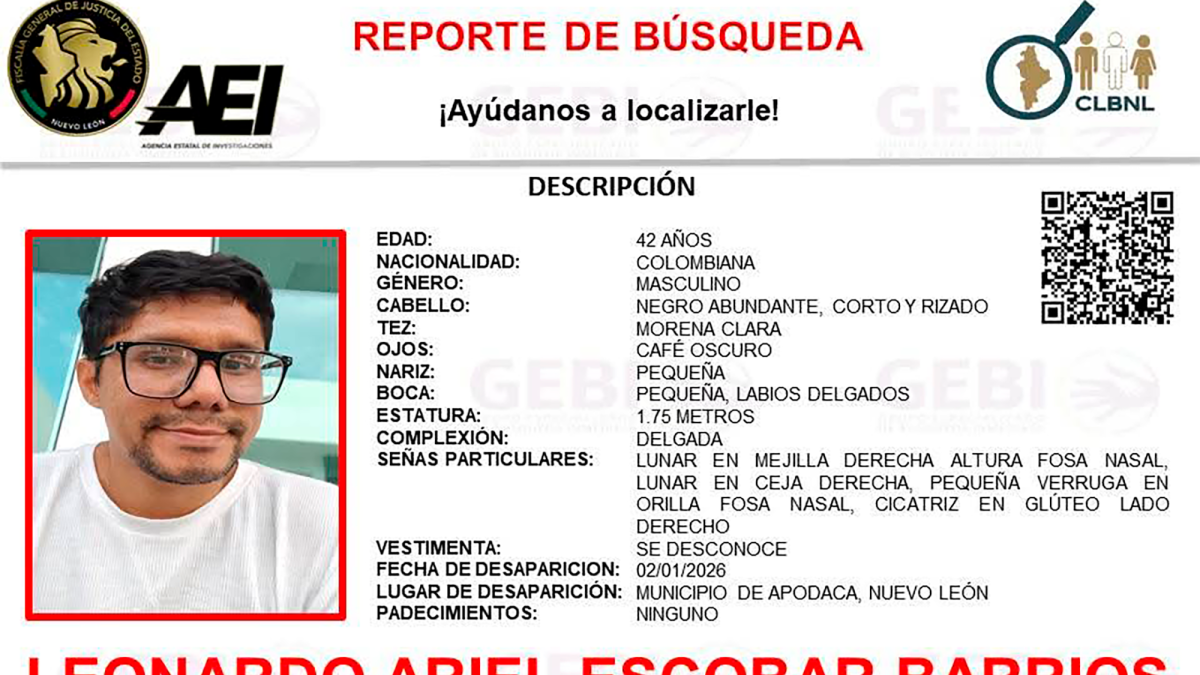 Fiscalía de Nuevo León confirma la localización con vida del maestro colombiano