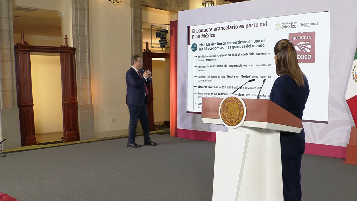 Sheinbaum y Ebrard explican paquete arancelario a países sin TLC: "Objetivo, proteger 350,000 empleos"