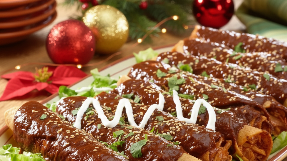 Flautas de pavo con mole, receta fácil y perfecta para celebrar la Navidad