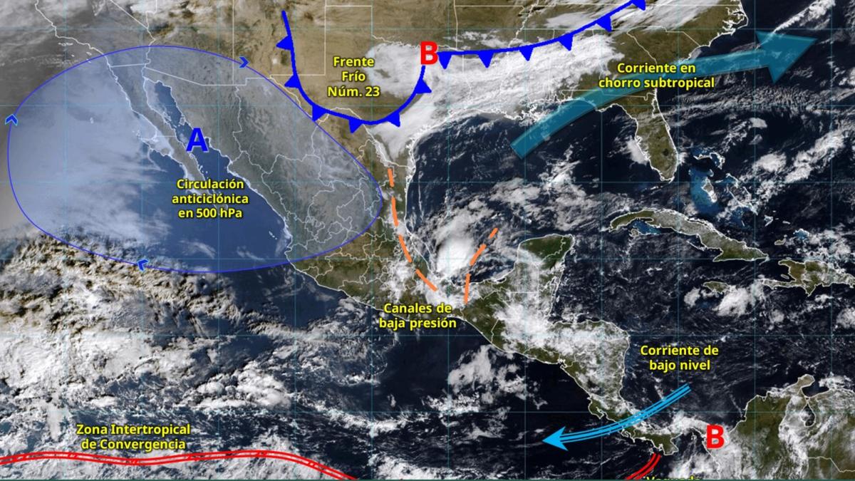 Frente frío y canales de baja presión traerán lluvias a México del 22 al 25 de diciembre