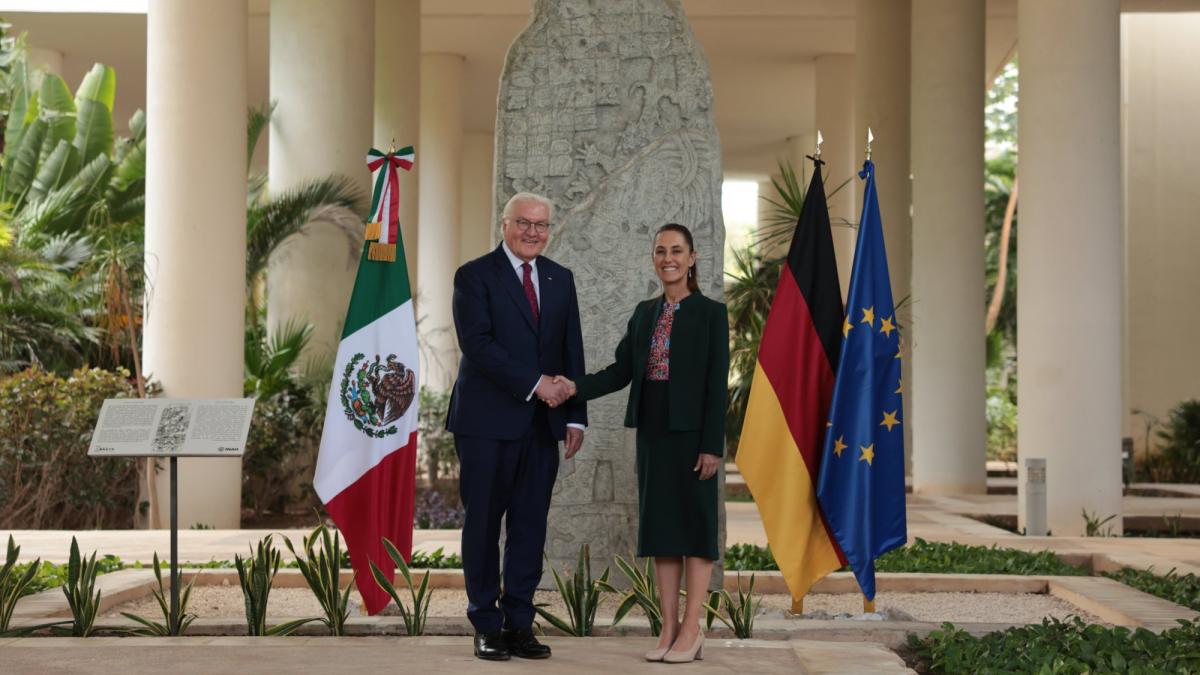 Presidenta Sheinbaum recibe en Cancún al presidente de Alemania, Frank-Walter Steinmeier