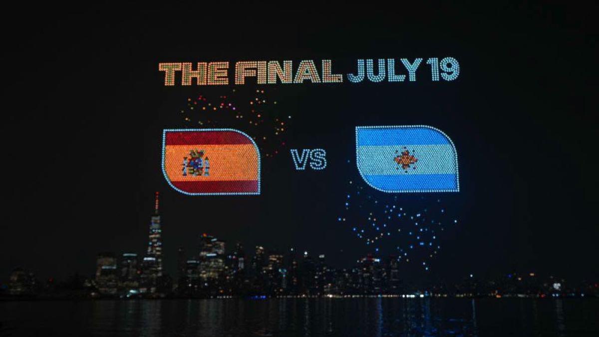 Así iluminó el cielo de Nueva York el espectáculo de drones previo a la Final del Mundial 2026