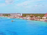 Aerial,View,Of,The,Coastline,Of,Cozumel,,Mexico