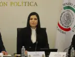 La gobernadora del Banco de México, Victoria Rodríguez Ceja, realiza su comparecencia ante la Comisión de Hacienda y Crédito Público en el Senado de la República.