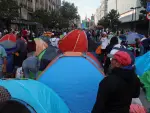 Teachers from Mexico's National Coordination of Education Workers (CNTE) union set up tents in the streets near the Zocalo square during a protest to demand better wages and pensions, under the slogan 
