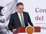 Marcelo Ebrard, secretario de Economía, en la conferencia matutina desde Palacio Nacional. Foto: Especial
