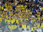 Soccer Football - FIFA World Cup 2026 - Group F - Sweden v Tunisia - Estadio Monterrey, Monterrey, Mexico - June 14, 2026 Sweden fans in the stands do the Mexican Wave during the match REUTERS/Raquel Cunha