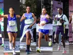 (De izquierda a derecha) Tefera Kolole Mekashu, 3° Élite Femenil;  Gebremedhin Kidsan Alema, 2° Élite Femenil; Kasegn Alemtsehay Asefa, 1° Élite Femenil; Cristhian Simeon Pacheco Mendoza, 1° Élite Varonil; Anbesa Lencho Tefaye, 2° Élite Varonil, y Balew Yihunie Derseh, 3° Élite Varonil.