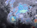 Imagen satelital del huracán Trudy, alejándose de las costas mexicanas.