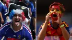Fanáticos de Francia y España en el Mundial de Futbol 2026.